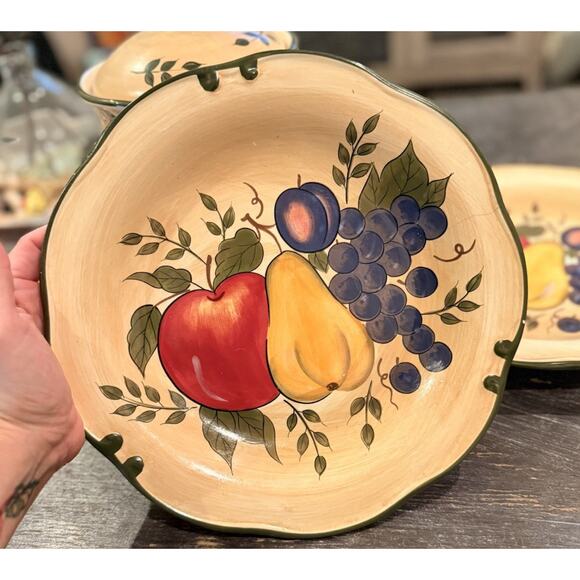 Home Trends Fruit Harvest 5 Pc Set Plates & Cookie Jar Hand Painted Stoneware - Picture 13 of 16